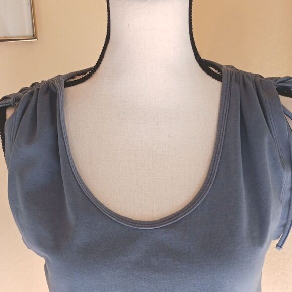 American Eagle Outfitters Blue Crop Tie Front Tank Top - Picture 3 of 10